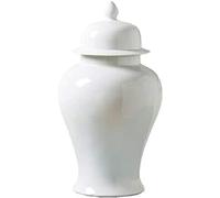 KOIAMVZW Ceramic Vase, Modern Vase Traditional White Porcelain Ginger Jar with Lid, Floral Temple Jar, Decorative Flower Vase for Home Decor Office Centerpiece