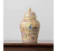 KOIAMVZW Chinese Vintage Porcelain Sealed Storage Jar,Gold Ginger Jar, Enamel Porcelain Ginger Jar With Gold Trim,Decorative Ceramic Jar Vase Tea Storage Jar With Lid Decor for Bedroom