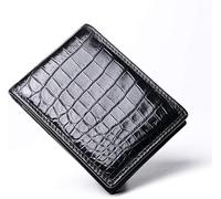 KOIAMVZW Crocodile Leather Card Holder Men's High-End Card Package 4 Grid Pockets 3 Card Slots (Color : Black) Decoration