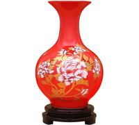 KOIAMVZW Decorative Vase Red Ceramic Vase Chinese Retro Hand Painted Porcelain Vases 10 Inch Small Desktop Decor Flower Vase with Base Flower Vase