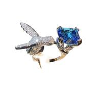 KOICCVQQ Fashion Cubic Zirconia Gem Ring Tiny Cute Bird Simulated Compressed Classical Ring Handmade Polishing Water Drill Animal Ring Hypoallergenic Dainty Romantic Creative Ring Gift Style 3