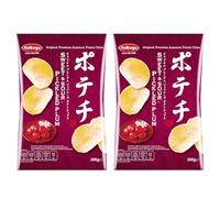 Koikeya Potechi Japanese Potato Chips Pickled Plum Flavour Crips Snacks For Supper 100g (Pack of 2)