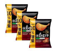 Koikeya Strong Potato Chips, Deluxe Pizza Flavour, Thick Deep-Cut Ridged, Triple Rich Seasoning, Limited 10% Extra, Pack 59g, Pack of 3