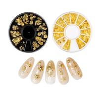 Koilife 2 Boxes 3D Ocean Nail Charms Gold Series Metal Studs for Nail Art | Metal nail gems decorations for women girls, gold starfish shell nail gems, great for DIY manicure crafts nail decoration