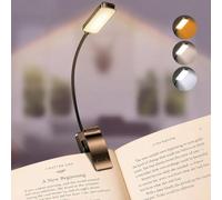 Koilife Rechargeable Book Light,9 LEDs Clip on Reading Light 70g | with 3 Eye-Caring Colors & Stepless Dimming, 75H Long Battery Life Flexible Book Lamp for Kids Book Lovers Travel (Black)