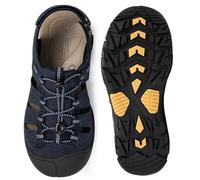 KOIMED Men's Hiking Leather Sandals Closed Toe Water Shoes For Summer Athletic Outdoor Walking Sports Trail River Fishing Wide Adjustable Waterproof Arch Support, Hiking Style-blue, 5 UK