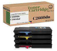 KOINKTO Compatible 67H2T TW3NN V4TG6 2K1VC C2660 Toner Cartridge Replacement for Dell C2660dn C2665dnf Printer, High Yield 7000 Pages (KCMY 4-Pack)