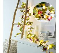 Koishu Artificial Rose Flower Vine String Lights,20 LED 2 Meter 6 ft Battery Operated Rose Flowers Ivy Garland Fairy Lights for Wedding Birthday Garden Party Gifts Decorations