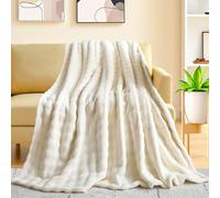 KOIUEYW Bubble Blanket - White Cuddly Rabbit Fluffy Thick & Warm Winter Faux Fur Blanket, 150 x 200 cm