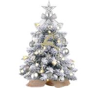 KOIUEYW Small Christmas Tree with Lights,Flocked Tabletop Christmas Tree with 30 LED Lights,Mini Christmas Tree Prelit Little Christmas Tree Pre Lit Christmas Tree for Table Top Christmas Decoration