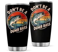 KOIXA Don'T Be A Dumb Bass Funny Fishing Retro Design Stainless Steel 20 Oz Tumbler For Fishermen And Outdoor Enthusiasts Cool Drink Coffee Travel Hot Iced Bottle Heat Mug