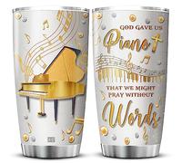 KOIXA Piano Coffee Tumbler Christian Birthday Gifts For Men Women Adults Music Lovers Teachers Travel Mug With Lid Insulated Cup Cold Steel Tumblers Inspirational Quotes Jewelry Style