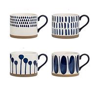 Koja 16 oz. Elegant Hand Painted Decorative Large Porcelain Ceramic Mug Set. 4 Decorative Mugs. Colorful Gift Pack. Impress & Entertain Family & Guests. Dishwasher Microwave Safe.