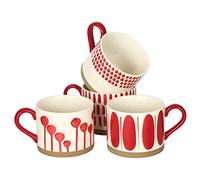 Koja 16 oz Premium Hand Painted Porcelain Ceramic Mug Set, Large Coffee & Tea Mugs, Elegant Decorative Durable Stoneware Microwave Safe Drinkware for Home Kitchen, 4-Pack