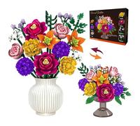 KOJAYHOL Flower Bouquet Building Blocks for Adults, 933PCS Botanical Collection, 14 Flowers DIY Model Kit, Creative Gift for Women, Teens, Home Office Desk Decoration