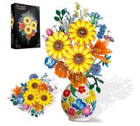 KOJAYHOL Flower Bouquet Building Set for Adults, Van Gogh Sunflowers Botanical Collection Building Block for Women & Men, Home or Office Decor Gift for Birthday Christmas Valentines