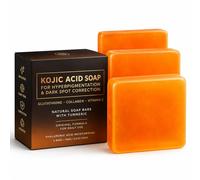 Kojic Acid Soap 3-Pack for Hyperpigmentation & Dark Spots, 3x100g | Gentle Skin Brightening, Face and Body Cleansing Treatment, Infused with Turmeric, Vitamin C & Collagen, Shea Butter