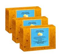 Kojic Acid Soap,Lemon Turmeric Kojic Acid Soap Bars,Turmeric Skin Whitening Soap for Face and Body,Moisturising, Pore Cleansing, Dark Spots Remove,Restore Elasticity Radiance (3)