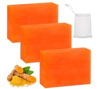 Kojic Acid Soap, Natural Soap Bar with Turmeric, Vitamins C Soapfor Dark Spot Acne Blackheads Hyperpigmentation, Deep Cleansing Facial & Body Skin Brightening Moisturizing, 3 x 100g (Kojic Acid)