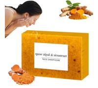 Kojic Acid Soap Original, Kojic Acid Turmeric Soap, Organic Turmeric Soap Bar, Brightening Lemon Turmeric & Kojic Acid Soap, Smooth Skin, Fades Freckles, Nourishing for Face & Body (1PCS)