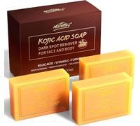 Kojic Acid Soap, with Turmeric & Vitamins C, Dark Spot Remover for Face and Body, 100g x3 Moisturizing for Acne Blackheads Remover, Hyaluronic Acid for Deep Cleansing, with a Mesh Pouch