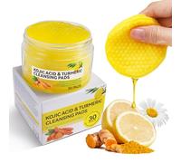 Kojic Acid & Turmeric Cleansing Pads, Turmeric Exfoliating Foaming P-ads with Panthenol Vitamin B5, Resurfacing P-ads for Face & Body,Fades Dark Spots, Fades Discoloration, Facial Sponges - 30Pcs