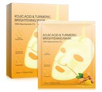 Kojic Acid & Turmeric Collagen Mask, Hydrating, Firming and Moisturizing, Pore Minimizing, Overnight Face Mask for Glass Glow Skin-Elasticity Improvement, Even Skin Tone, 6pcs