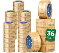 Koju Kraft Paper Packing Tape 48mm x 50m | 36 pack | Eco Friendly & Recyclable Brown Paper Tape for Parcel Packing & Picture Framing