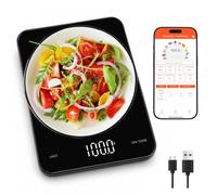 KOK Bluetooth Digital Kitchen Scale, Rechargeable Smart Food Scale with APP, Nutrition Tracking Scale, Rechargeable cooking scale suitable for meal preparation, weight loss, and ketogenic diets