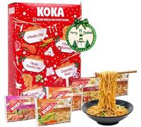Koka Christmas Noodles Advent Calendar 2025 - Instant Noodles 12 Days Advent Calendar of Assorted 12 x 85g Ramen Noodle with Xmas Tree Decoration. Great Christmas Gifts for Women