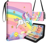 Kokaade Card Binder for 4 Pocket - Trading Card Collection with 440 Pockets Card Album Folder for Boys Girls Teens Rainbow Cute Anime Card Folder with Sleeves Large Zipper with Shoulder Strap