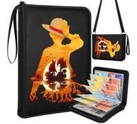 Kokaade Card Binder for 4 Pocket - Trading Card Collection with 440 Pockets Card Album Folder for Boys Girls Teens Black Cute Anime Card Folder with Sleeves Large Zipper with Shoulder Strap