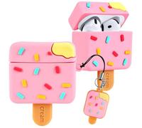 Kokaade for Airpods 4 Case for Women Girls Girly Cute Kawaii - with Keychain Funny Pink Ice Cream Design 3D Soft Silicone Cover Shell for Airpod Case 4th Generation 2024