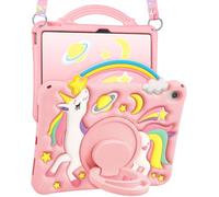 Kokaade for iPad A16 Case/10th Generation Case - Girls Teens Cute Cartoon Horse 10.9 Inch 2022 Tablet Cover with Strap & Rotating Stand Soft 3D Silicone Case for iPad 11th 11 Inch 2025