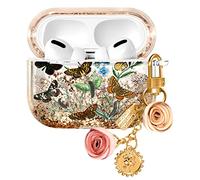 Kokaaee for Airpod Pro & Pro 2 Case Cover Cute Funda Kawaii Women Aesthetic Protector Girls Girly Liquid Glitter Bling Sparkly Butterfly Design Estuche Keychain Y2K for Apple Airpod Pro 1/2 Cases