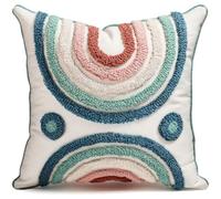 Kokaaee Throw Pillow Covers 18x18 - Tufted Decorative Pillow Cover with Zipper for Couch Sofa Bed Living Room Aesthetic Soft Spring Summer Abstract Textured Striped Indoor Pillowcase, Rainbow