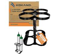 KOKAND Detachable Oxygen Tank Holder (4) for E, D, M9/C Size Cylinders - Heavy Duty Oxygen Metal Storage Rack - Portable Oxygen Tank Carrier for Travel & Vehicle Use (Black) (4.5" Wide Slots)