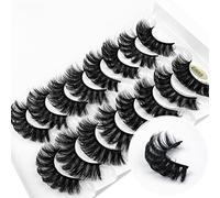 KOKAY False Eyelashes Russian Strip Lashes Faux Mink Lashes 8 Pairs DD Curl, Reusable Fluffy 3D Fake Eyelashes Thick Soft Waterproof for Gift (K009,17MM)