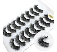 KOKAY False Eyelashes Russian Strip Lashes Faux Mink Lashes 8 Pairs DD Curl, Reusable Fluffy 3D Fake Eyelashes Thick Soft Waterproof for Gift (K005,15MM)