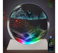 KOKBNR Moving Sand Art Picture Bluetooth Speaker Wireless Rechargeable Night Light Colored Sand Table Lamp Music Player RGB Color Changing Room Decor Oasis Mini Kinetic Art for Office Desk Home Decor