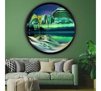KOKBNR Moving Sand Art Picture in Liquid Motion 3D Oasis Framed Wall Art Landscapes Room Decor 360° Rotation Colored Sand Glass Wall Decor Zen Relaxing Sculptures for Office Home Living Room Bedroom