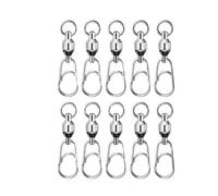 kokdid 10PCS Strong Ball Bearing Fishing Swivels for Artificial Lures Soft Baits and Metal Clip in All Conditions Lure Connectors