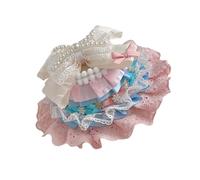 kokdid Handmade Lolitas Top Hat Hair Clip Stylish Headdress with Pearls Lace Bowknot Sweet and Elegant Women Barrette