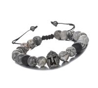 kokdid Natural Stone Weave Adjustable Bracelets Helmets Beads Bracelet Adjustable Medieval Wrist Jewelry Present for Men