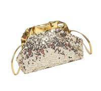 kokdid Trendy Folded Texture Shoulder Bag with Lightweight Construction and Spacious Interior for Everyday Essential Carrying Women's PU Bag with Sequins