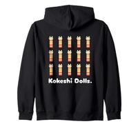 Kokeshi Dolls. Japanese kawaii kimono showa retro Zip Hoodie