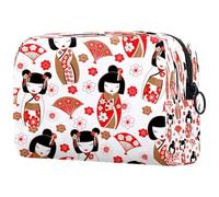 Kokeshi Japanese Dolls Cosmetic Bag for Women, Travel Toiletries Bags Large Makeup Handy Pouch Organiser Bag with Zipper