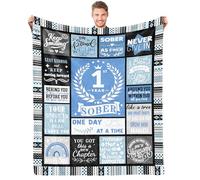 KOKEYIDR 1 Year Sobriety Gifts Blanket 60"x 50", One Year Sober Gifts for Men, Addiction Recovery Gifts, Inspirational Gifts for Men