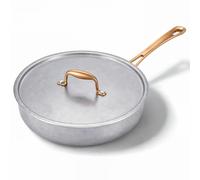 KOKHUB 4.3L Sauté Pan with Lid, 28cm Vintage Tri-Ply Stainless Steel Pan | Deep Frying Pan, Uncoated Cookware Chef Pan, Copper-Plated Handle, PFOA Free, Dishwasher & Oven Safe