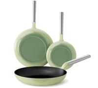 KOKHUB Non Toxic Frying Pan Set 3 Piece, 8" 9.5" 11" Non Stick Titanium Enamel Cast Iron Skillets, PFOA/PFAS Free Cooking Pans, Dishwasher & Oven Safe, All Cooktops Compatible, Sage Green